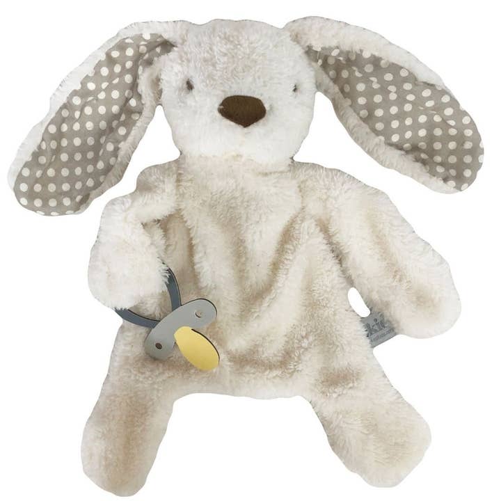 Bunny Comforter with Dummy Holder - Cream/Grey - 30cm for wholesale by ES Kids