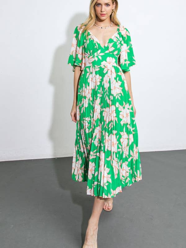 Een geweven midi-jurk met print - ID20722 voor wholesale door FLYING TOMATO