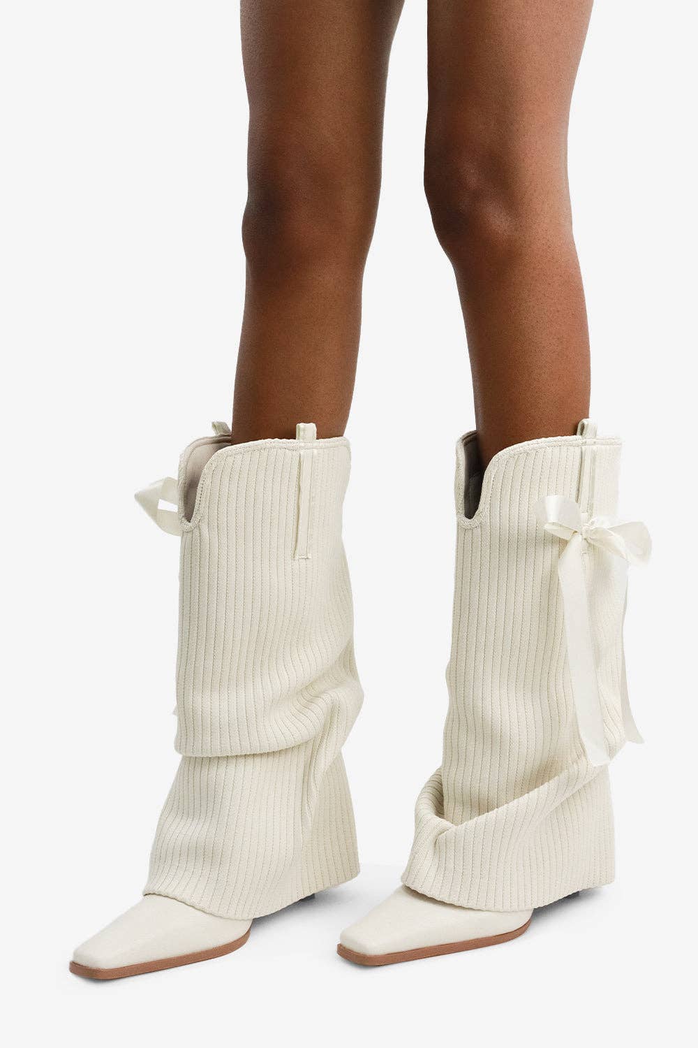 Lemonade Shoes - Wholesale Boots – Women’s - CODE WORDS - Chic & Cozy Coquette Boot, Satin Bow, Rib Knit9