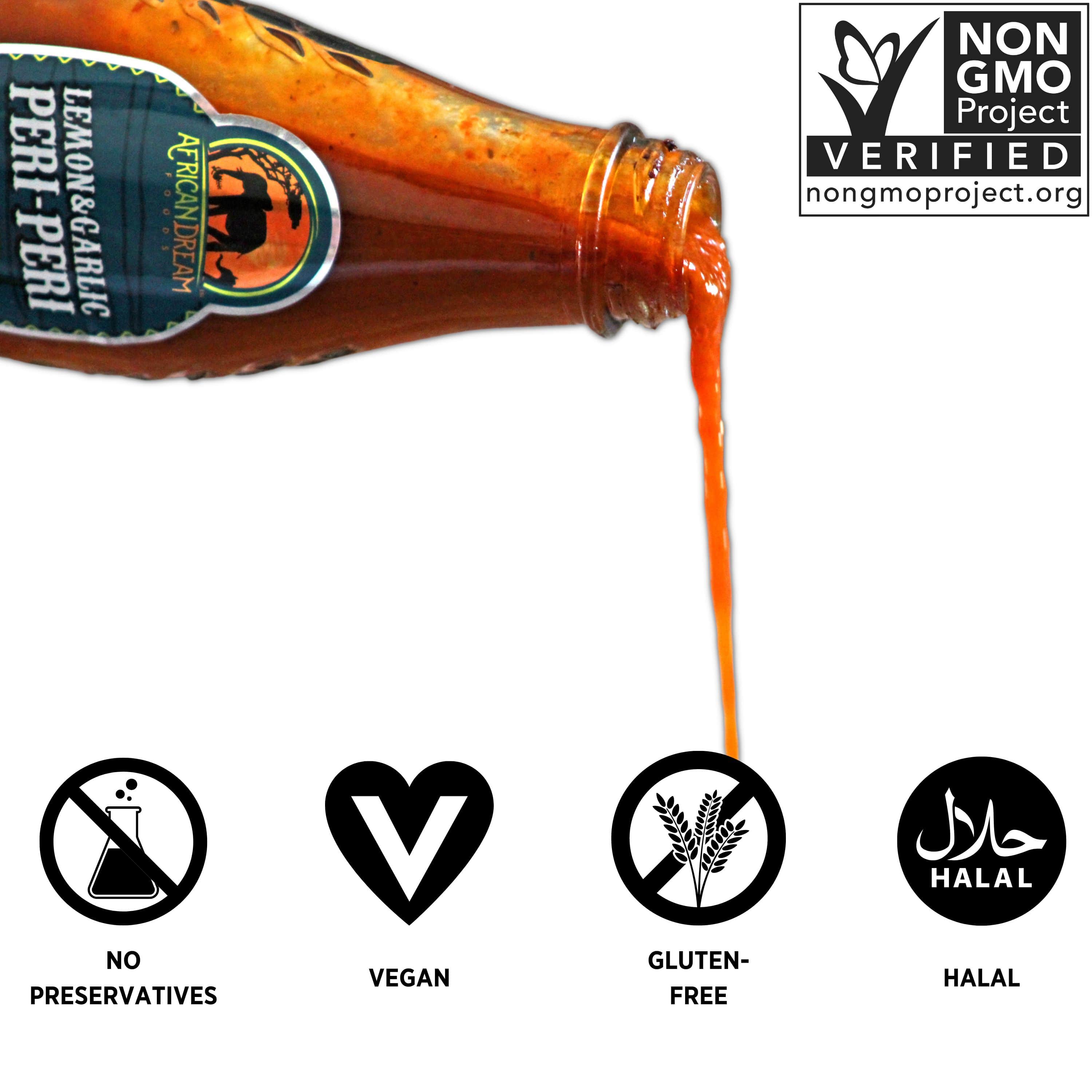 African Dream Foods - Wholesale Hot Sauce - Lemon & Garlic Peri-Peri Hot Sauce,5 fl oz (6 Units/Case)1