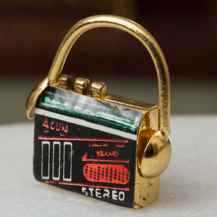 Factory Direct Craft - Wholesale Christmas Decoration - Miniature Retro Brass Cassette Player and Headphones Set