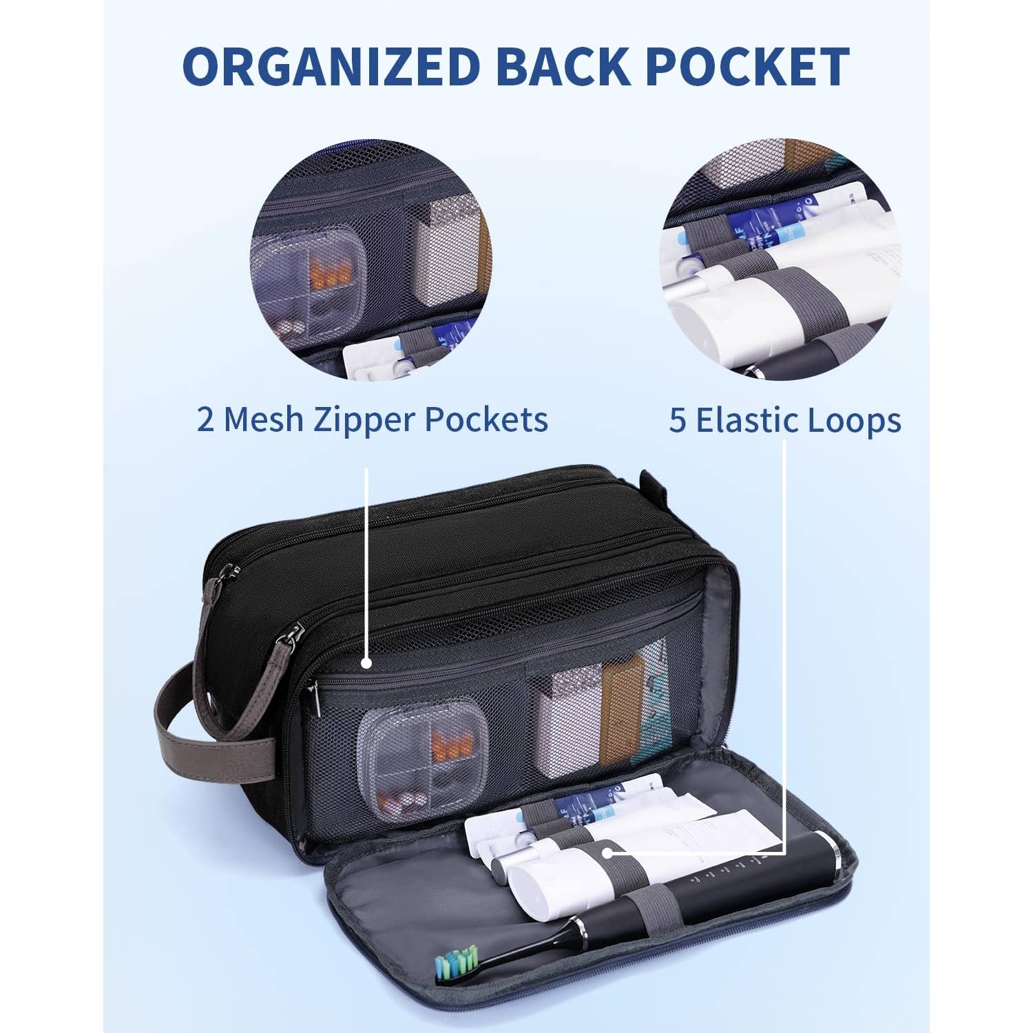 wandf – Engroshandel Toilettaske - Unisex – Canvas & læder Dopp Kit rejse vandafvisende barbertaske5