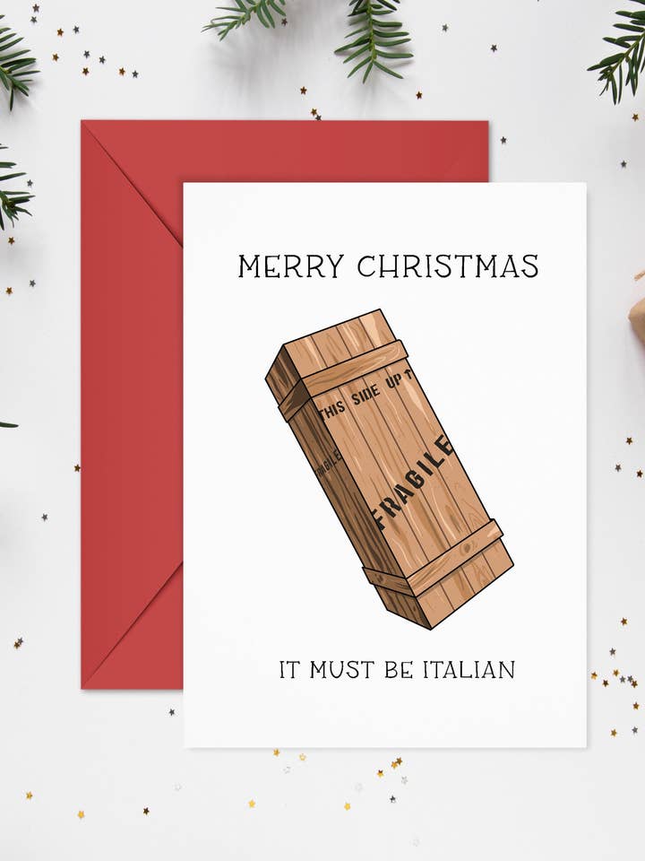 Zerbrechlich muss italienisch sein, eine Weihnachtsgeschichte Grußkarte. für den Großhandel von Square Peggy