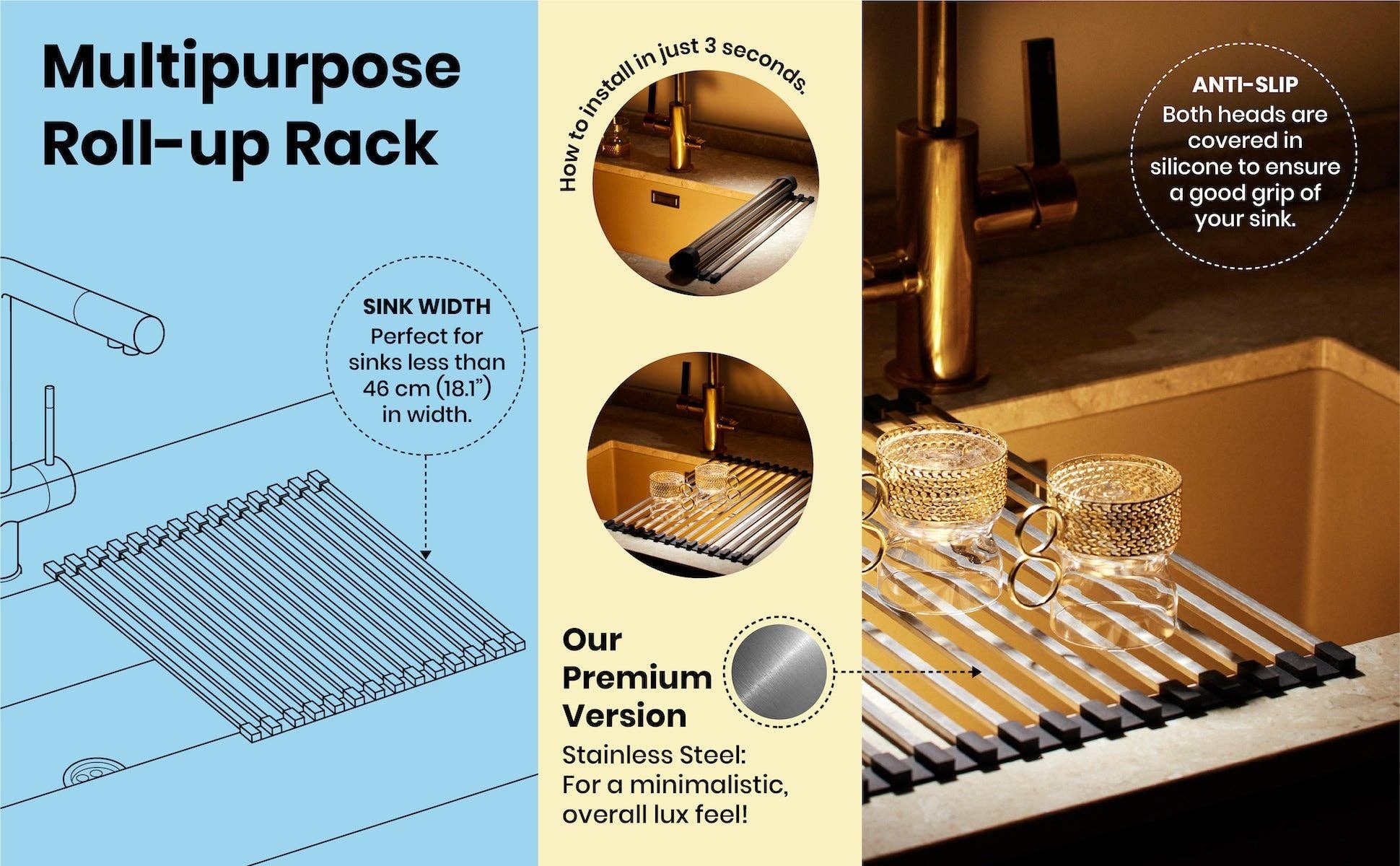 HAPPY SiNKS - Wholesale Dish Drying Mat/Rack - Drying Rack - Steel4