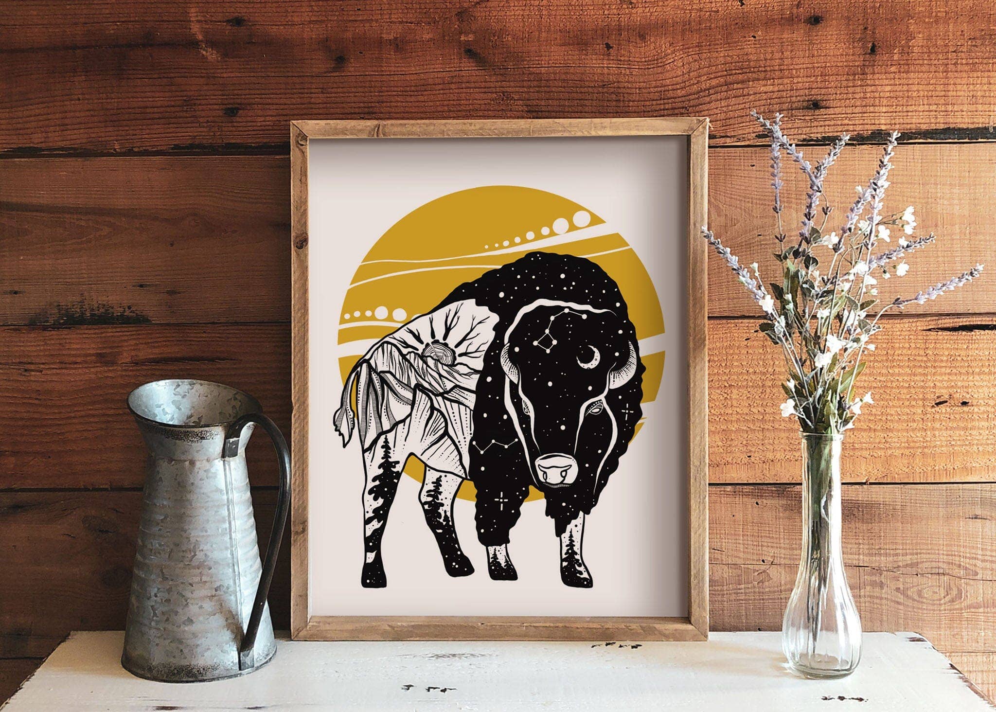 Mountain Mornings - Wholesale Art Print - Bison Sunset Print1