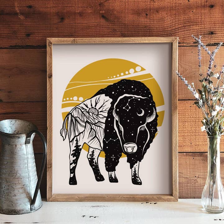 Mountain Mornings - Wholesale Art Print - Bison Sunset Print1