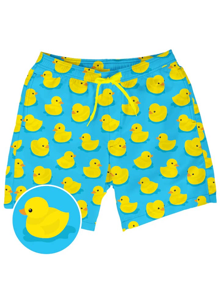 Tipsy Elves - Wholesale Swim Shorts - Men's - Rubber Ducky Stretch Swim Trunks - Men's Fun Bathing Suit