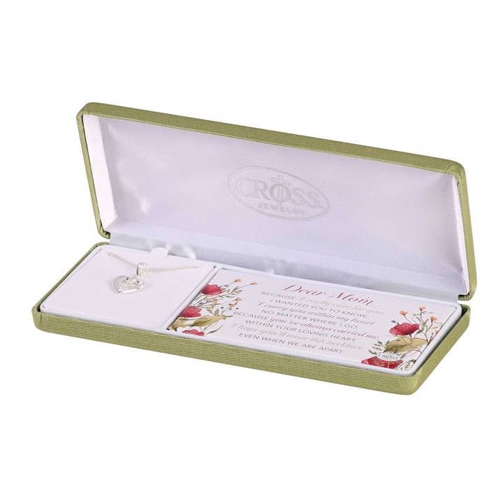 Necklace Dear Mom Heart Cross Silver 18L for wholesale by Dicksons