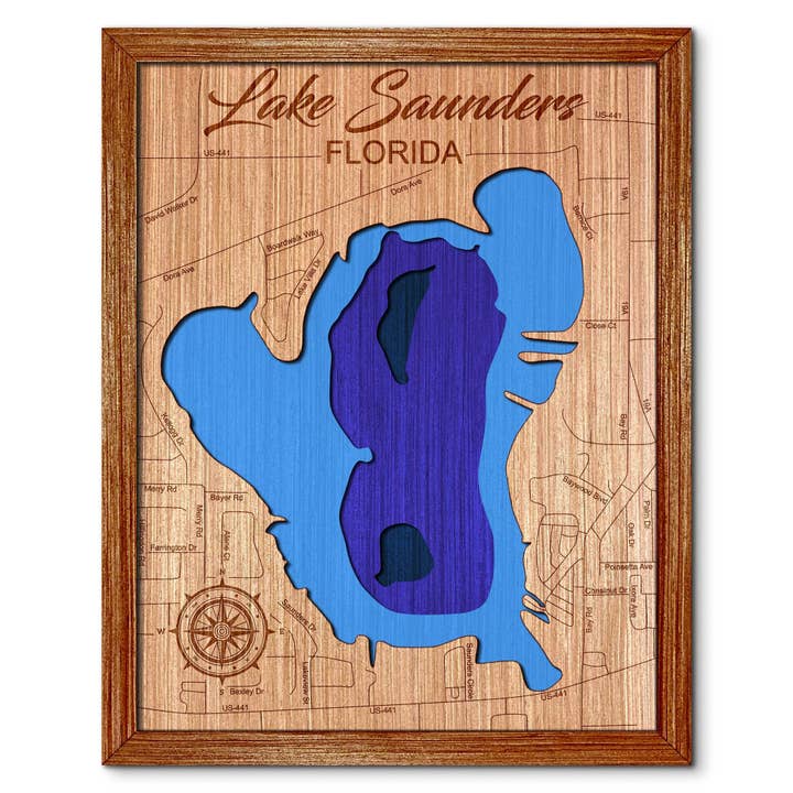 Lake Saunders, Florida Dybdekort Hjem & Vægdekoration for engroshandel hos Premier Gifts and More
