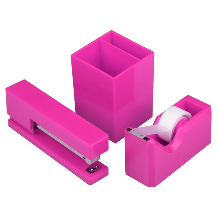 JAM PAPER - Wholesale Stapler - Pink Fuchsia, Stapler, Tape Dispenser & Pen Holder, 3/Pack