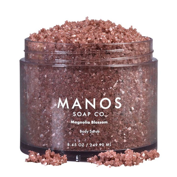 Magnolia Blossom lichaamsscrub voor wholesale door Manos Soap Co.