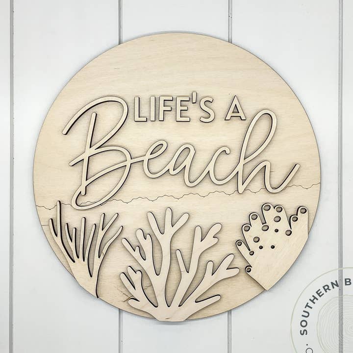 Life's A Beach 3D Round Blank (Coral) for wholesale by Southern Birch Company