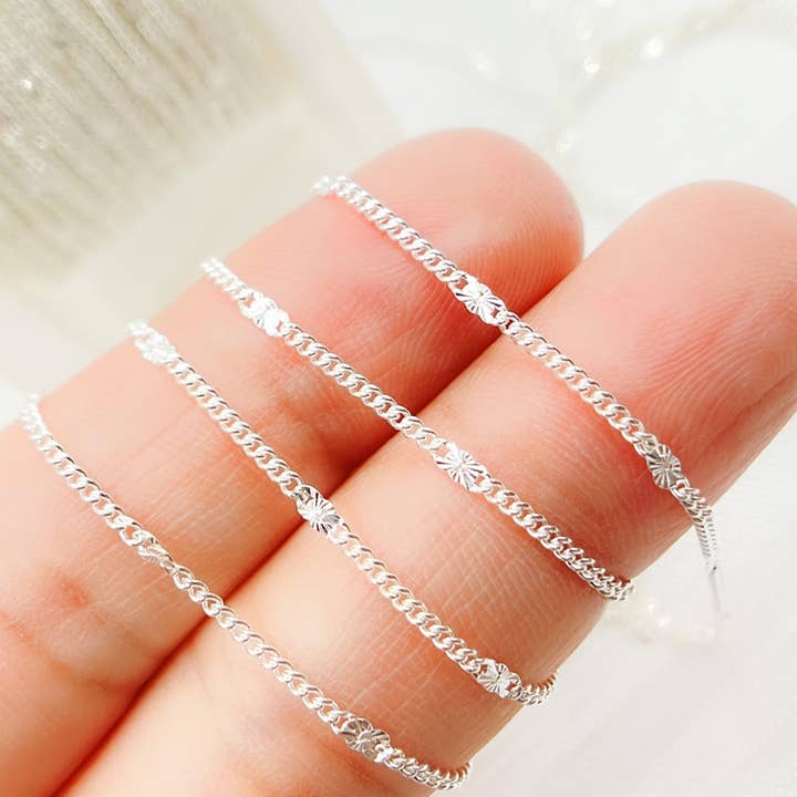 925 Sterling Silver Satellite Curb Link Chain. 70S5 for wholesale by Jewels & Chains