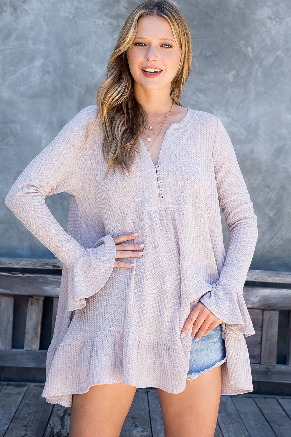 Sweet Lovely by Jen - Wholesale Tunic - Women's - SW275 - Waffle Knit Flare Top85