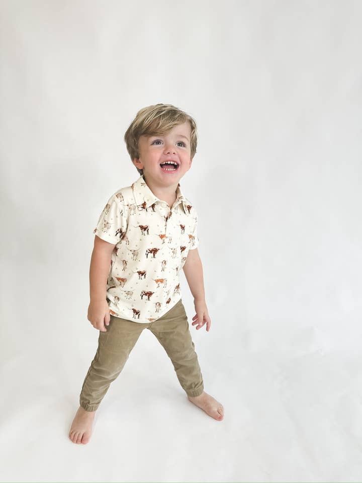 Goosies - Wholesale Shirt - Kids - Longhorns Cows - SS Polo Shirt