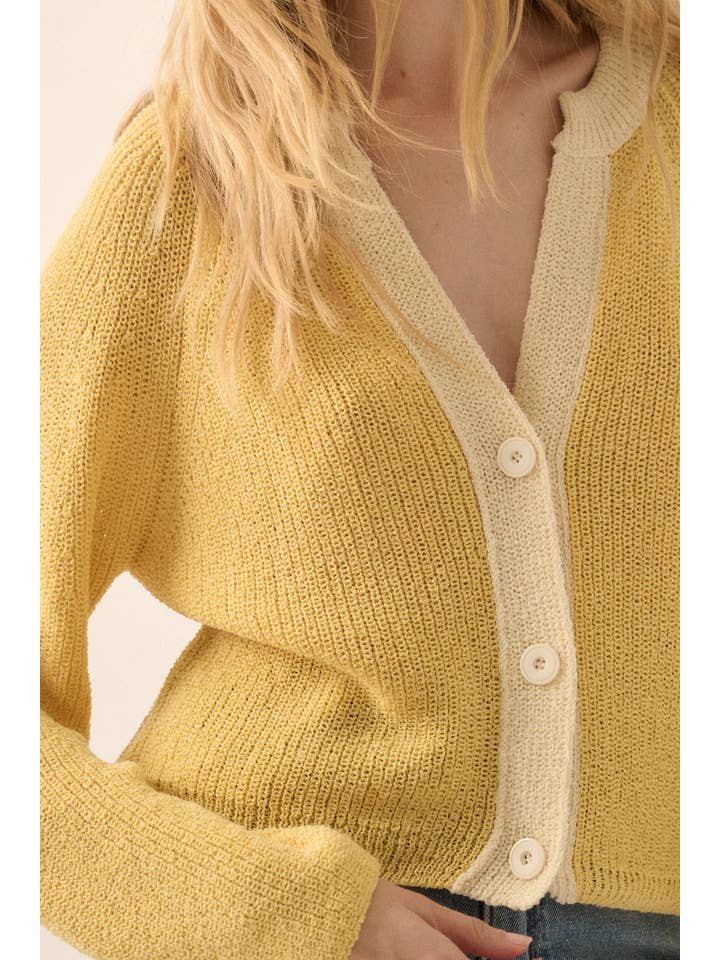 Promesa USA - Wholesale Cardigan - Women's - Ribbed Knit Contrast Cardigan Sweater