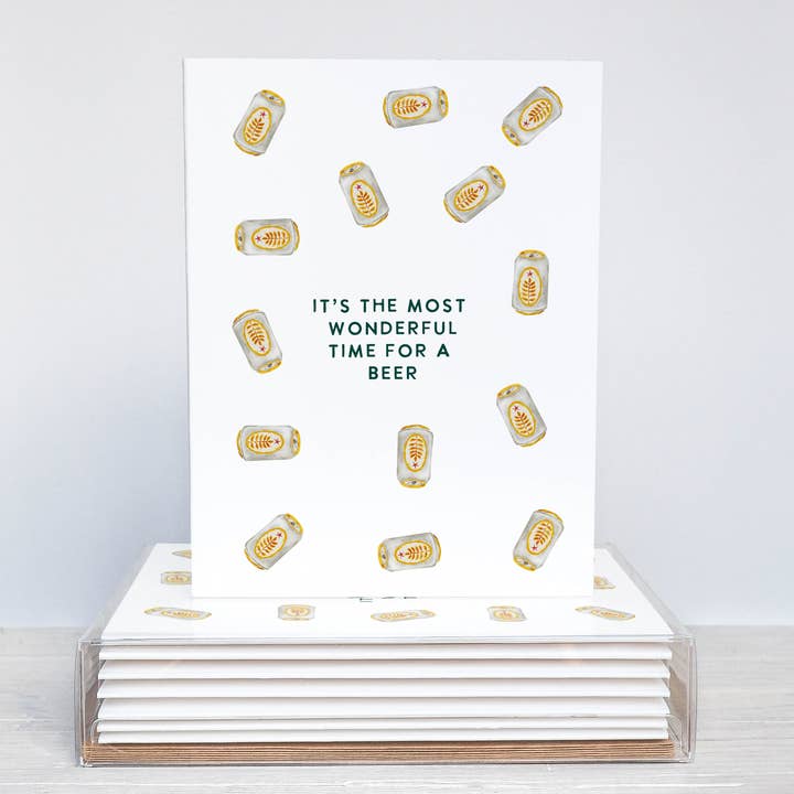 Tempo Mais Maravilhoso para uma Cerveja Conjunto de 8 Cartões de Natal por atacado de Paper Swan & Co.