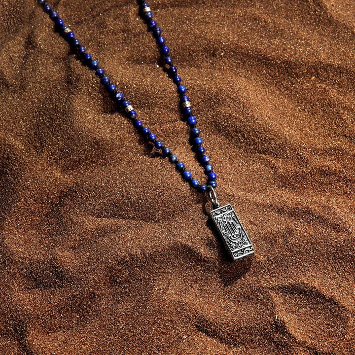 Collar con colgante Hamsa de lapislázuli y energía espiritual para venta al por mayor de Karma And Luck