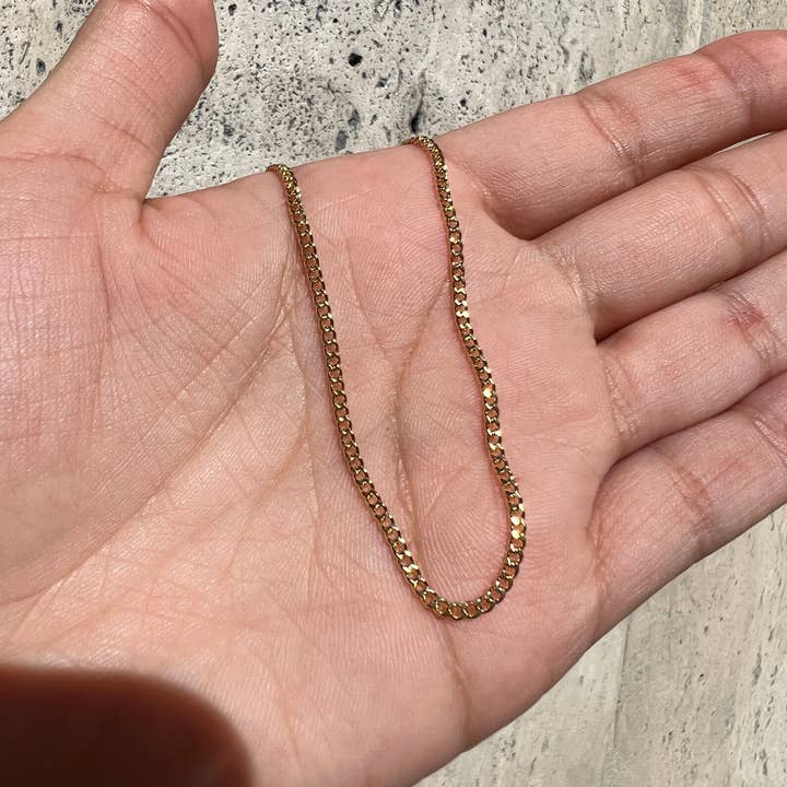 The Bead Bazaar - Wholesale Link & Chain Necklace - Wholesale 2mm Curb Gold Filled Chains, 18KT Gold Filled Cuban Link Chain, Thin Curb Chain, Bulk Wholesale Curb Chain, Mens Gold Chain Wholesale