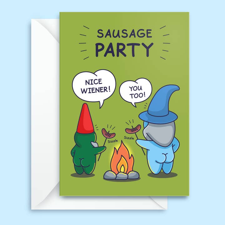 Arrthi x Cheeky Legends - Wholesale Everyday Greeting Card - Sausage Party - Funny Birthday Card for Him