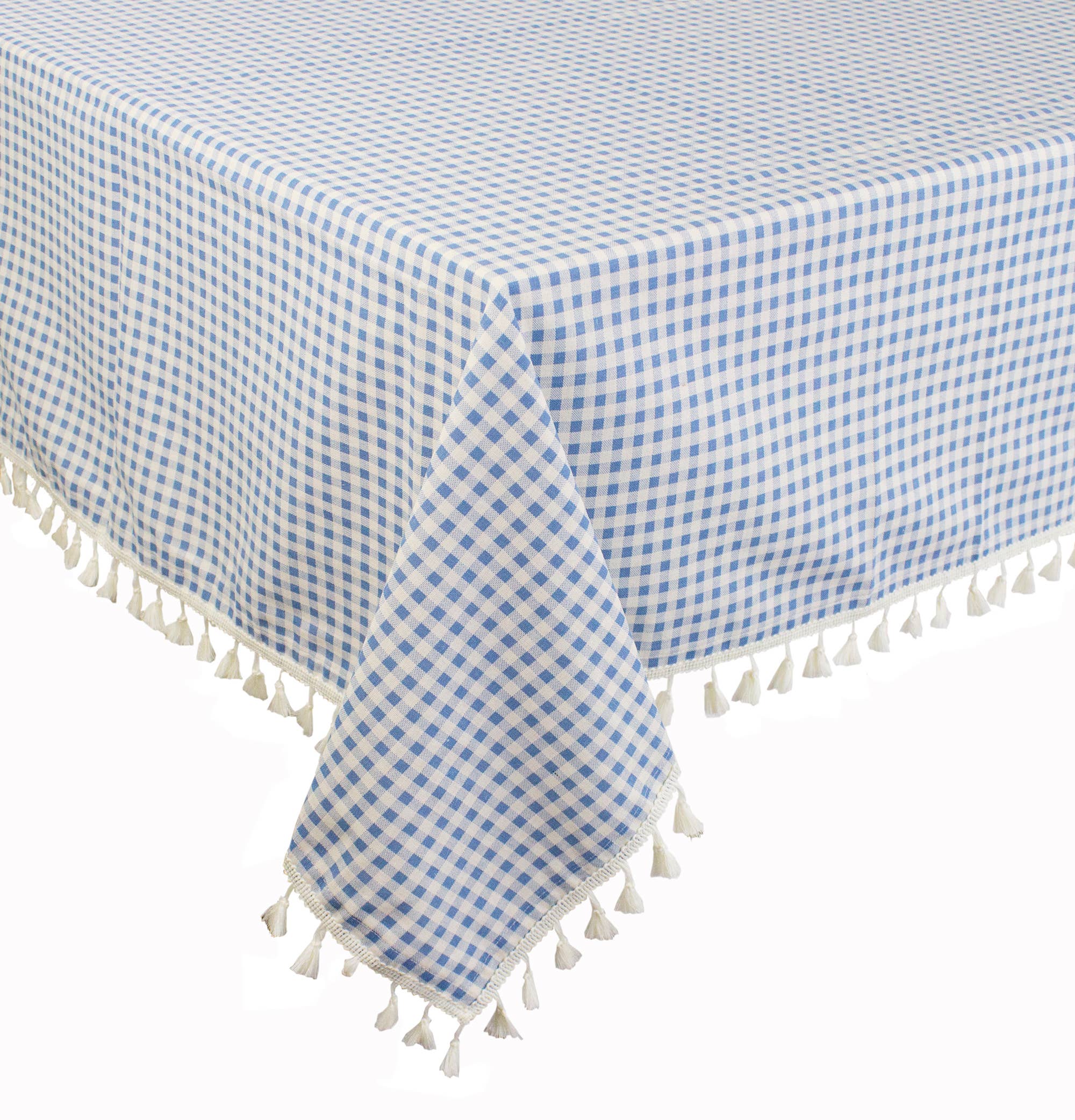 Fennco Styles - Wholesale Tablecloth - Rustic Gingham Check Tasseled Trim Cotton Blend Tablecloth11