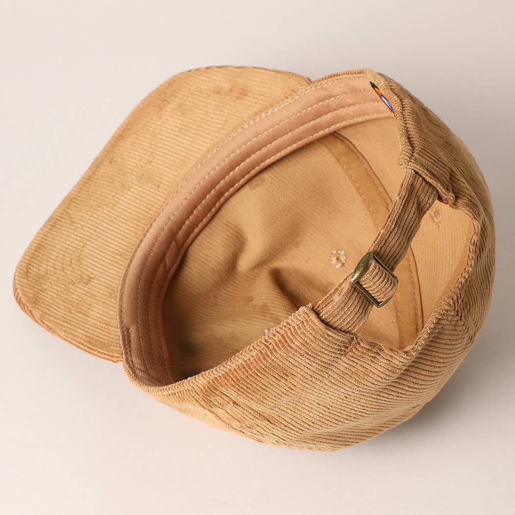 Fashion City – wholesale Baseball cap – Women's – Plain Corduroy Flat Brim Snapback Cap Baseball Hat35