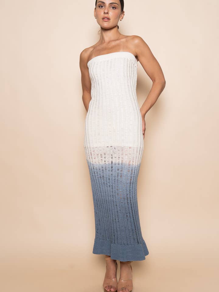 ROBE LONGUE OMBRÉE EN MAILLE SANS BRETELLES-DI11261FO pour la vente par Fore Collection