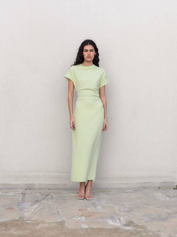 Robe longue drapée avec fente dos pour la vente par Dioxide