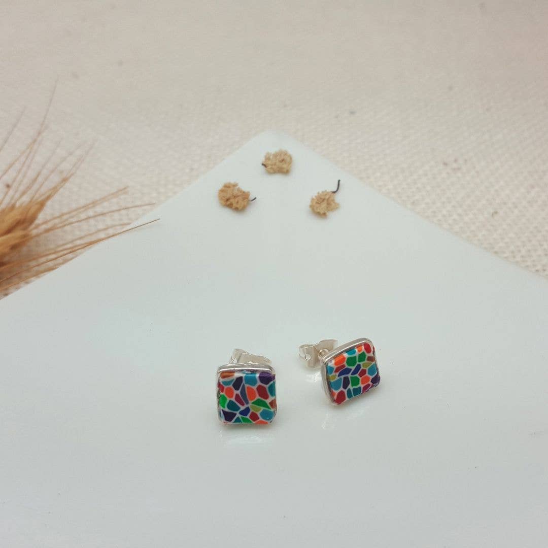 PASTACUITA - Wholesale Stud/Post Earrings - Gaudi modern style square button earrings. "Erin" Collection3
