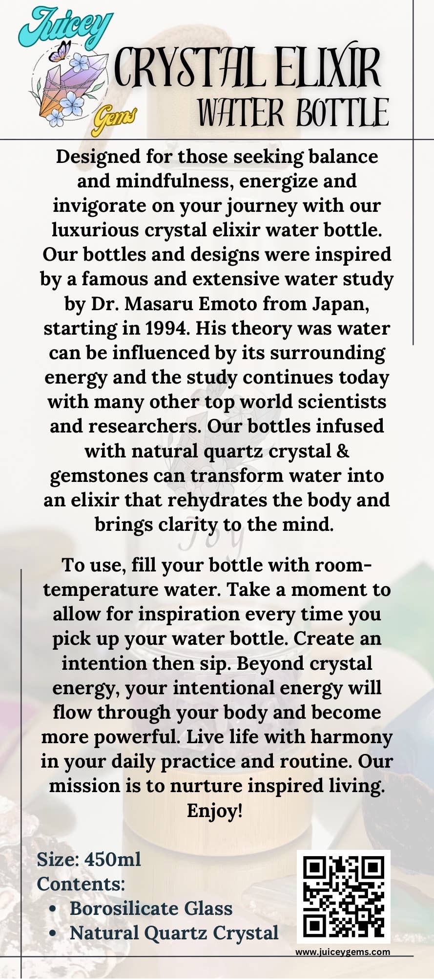 Juicey Gems – Großhandel Trinkflaschen – KOMBI-PAKET A Quarz-Kristall-Wasserflaschen10
