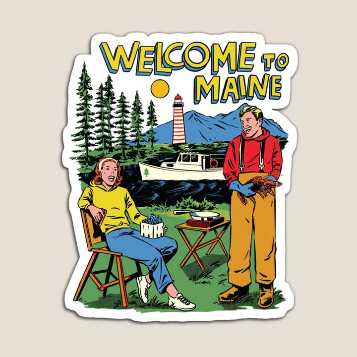 Welcome To Maine Glossy Sticker - 3" Water Resistant for wholesale by RatTrapTees