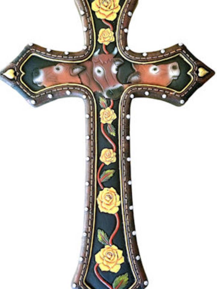 Cow Yellow Rose Cross for wholesale by Broads Market