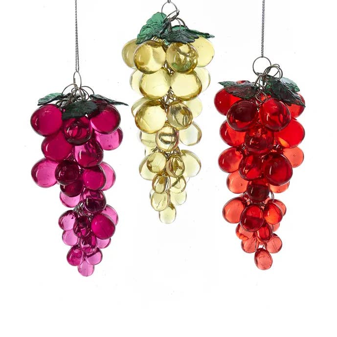 5.5"ACRYLIC BEADED GRAPES ORNAMENT 3/A for wholesale by Kurt S. Adler, Inc.