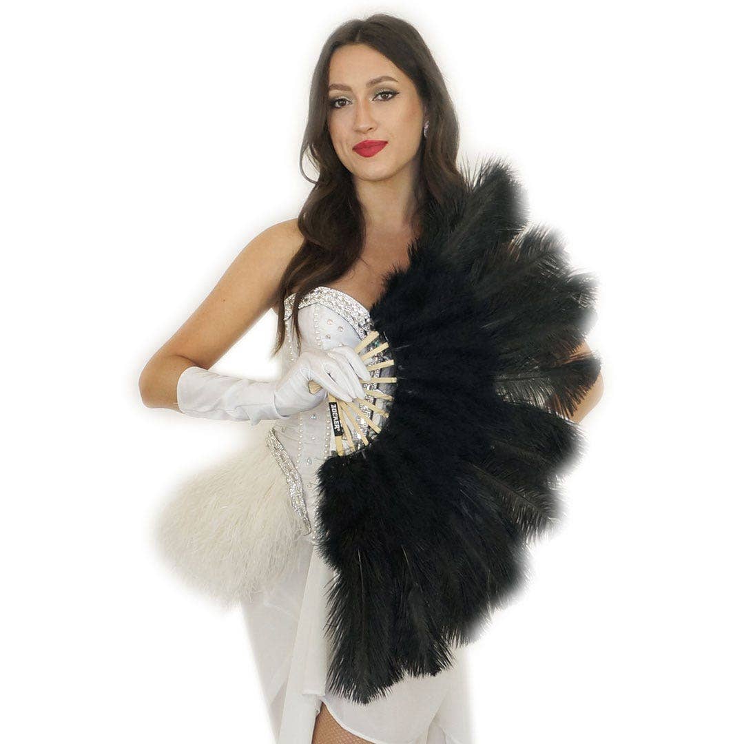 Zucker Feather Products - Wholesale Feathers - Ostrich Feather Fan w/Marabou - Black2