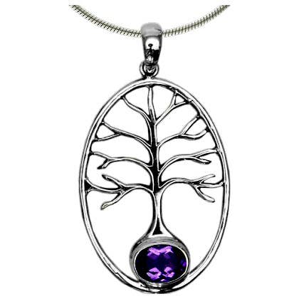 (667CAM) Tree of Life w/ Amethyst Accent Pendant for wholesale by Vera Wolf