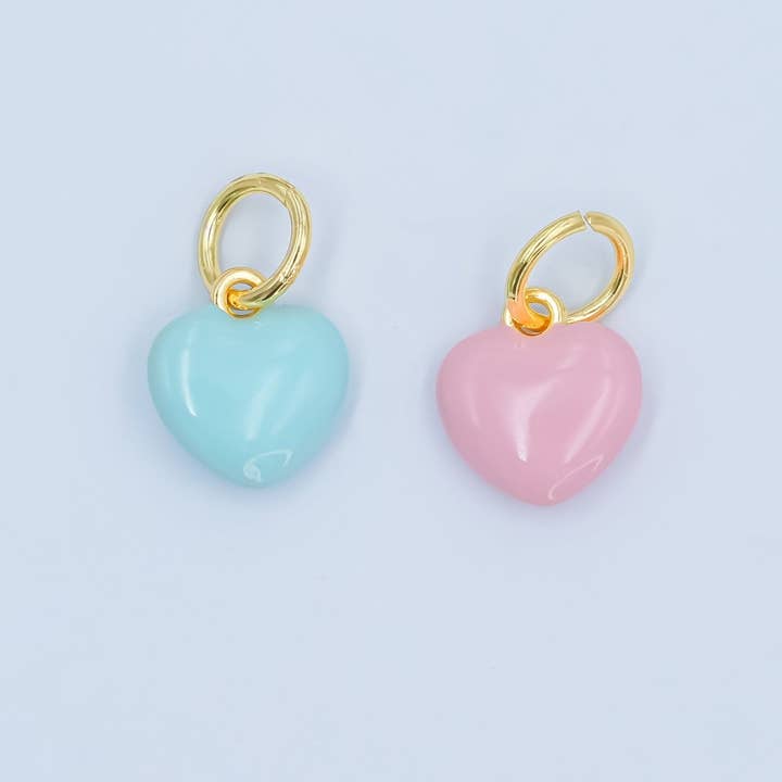 Pendentif Multidimensionnel Cœur Émaillé Bleu, Rose en Or Rempli 24K | N079 pour la vente par Aim Eternal