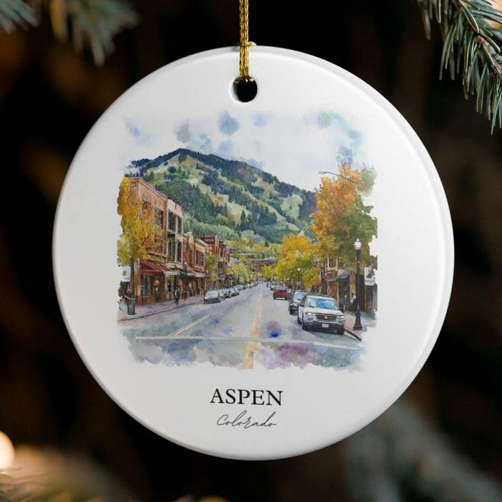 Premium Travel Art - Vendita all'ingrosso Decorazione - Ornamento Aspen Colorado: Souvenir Unico di Aspen CO, Decorazione Natalizia di Aspen Colorado e Regalo Autentico del Colorado0