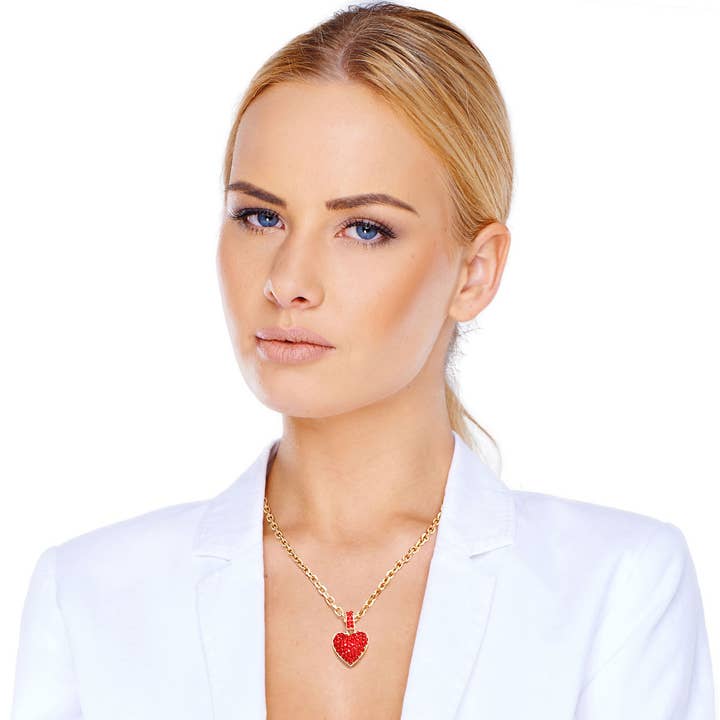 Gold Chain 3D Red Heart Necklace for wholesale on Faire