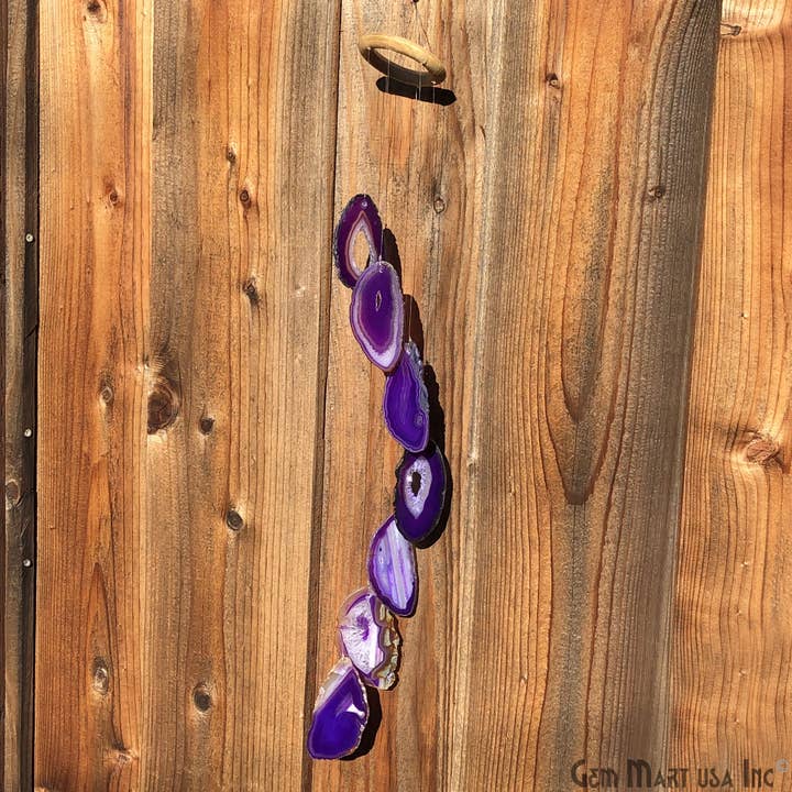GemMartUSA - Wholesale Wind Chime - Wind Chime in Natural Purple Agate for Outside, Home Decor2