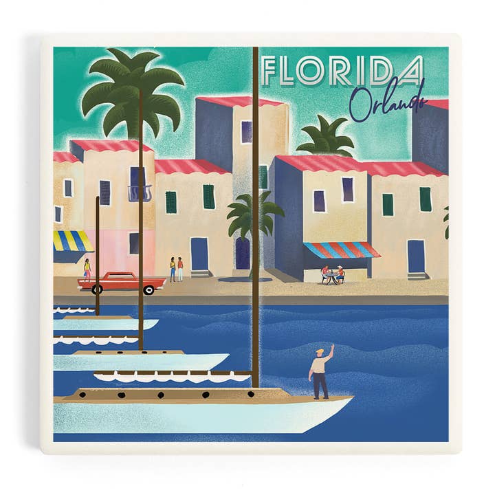 Ceramic Coaster Orlando, Florida, Lithograph 104582 for wholesale by Lantern Press