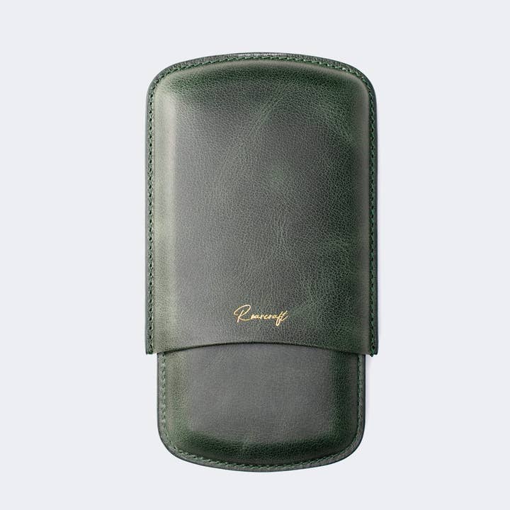 Tredubbel Läder Cigarrfodral - Grön för wholesale av Roarcraft