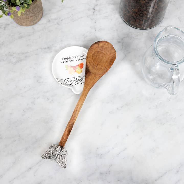 Pavilion - Wholesale Spoon Rest - Grandma - 4" Spoon Rest with Decorative Bamboo Spoon