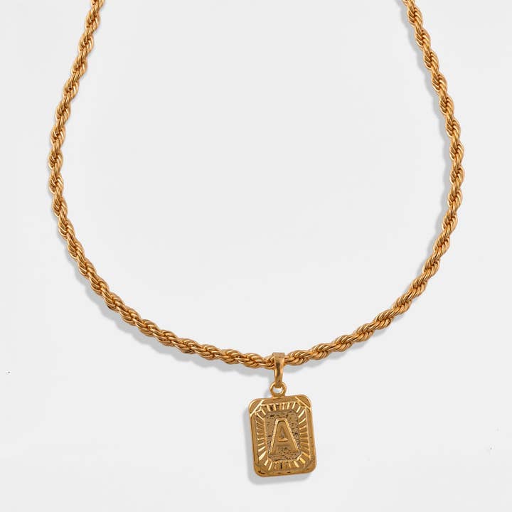 Letter Pendant Thick Chain Necklace for wholesale by MoneyFest Jewelry