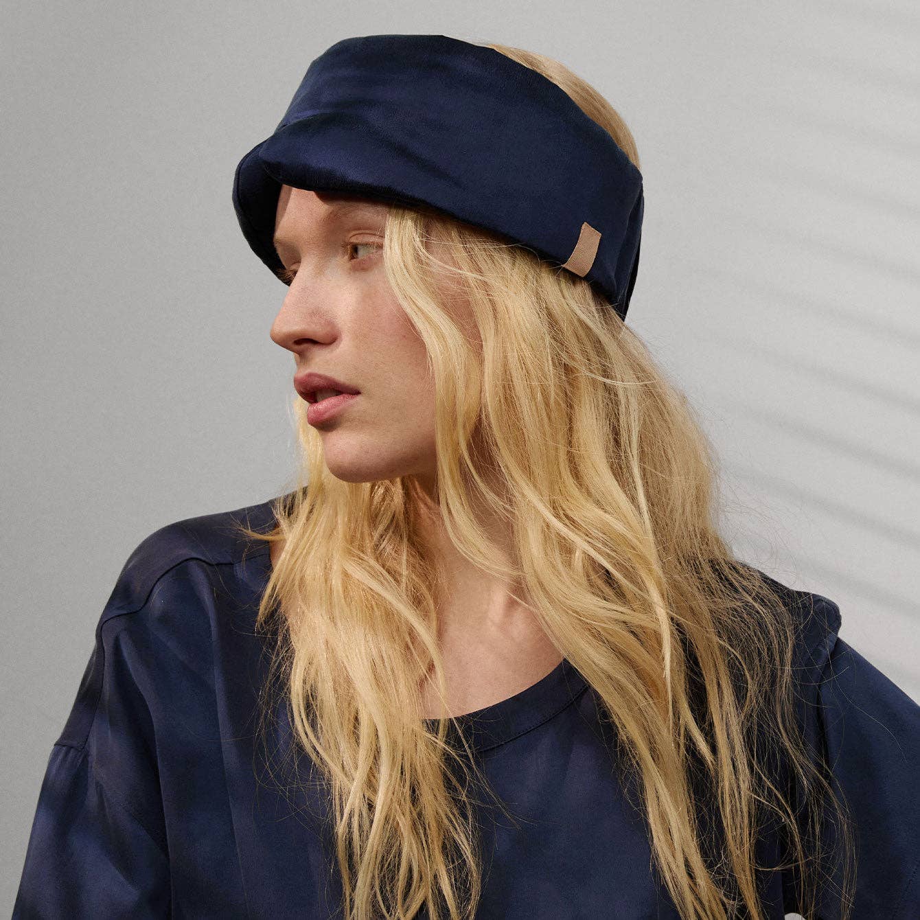 Deep Blue Washable Silk Sleep Mask (with box) for wholesale on Faire2