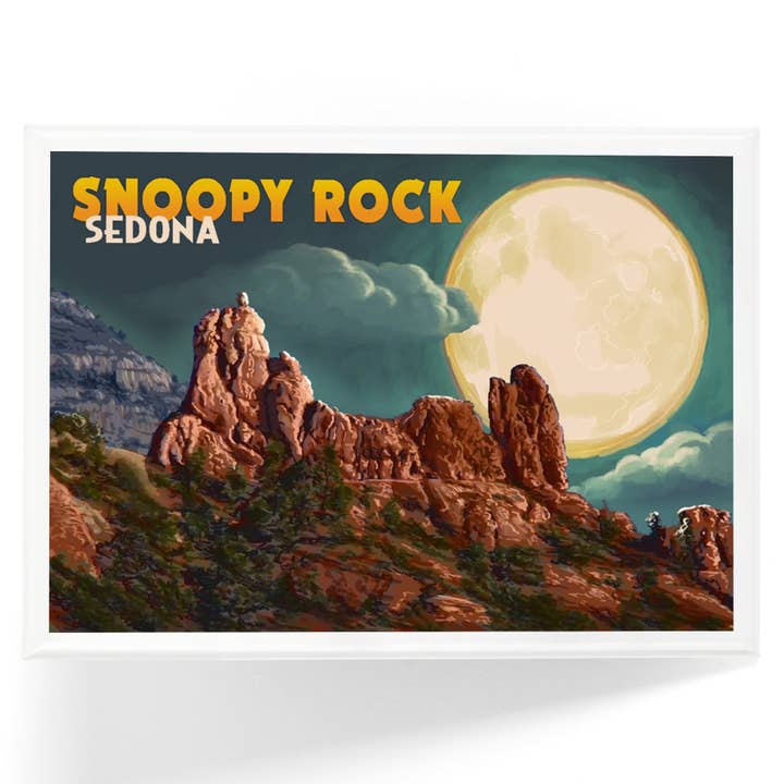 Lantern Press - Wholesale Magnet - MAGNET Sedona, Arizona, Snoopy Rock & Full Moon