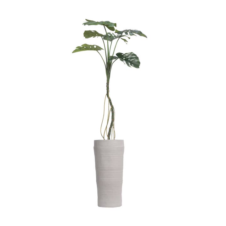 Monstera artificiel de 80 po avec jardinière blanche pour la vente par Vintage Home