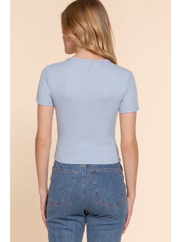 Active Basic | Active USA - Wholesale Knit Top - Women's - Short Sleeve Crew Neck Cotton Spandex Rib Knit Top