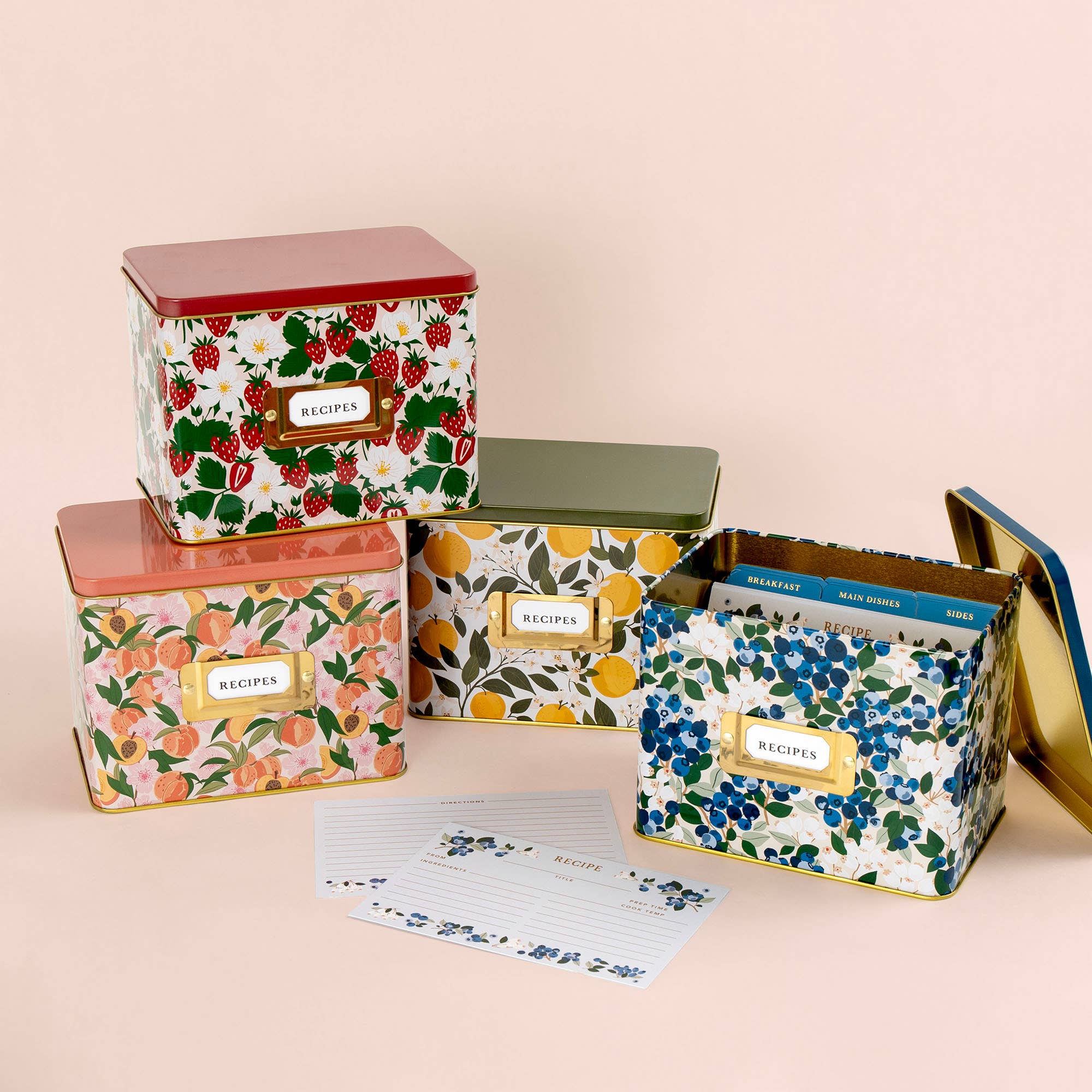 Paper Farm Press - Vente Boîte pour fiches recettes - Boîte à recettes en étain Champ de myrtilles8