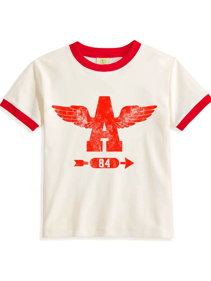 Ringer Vintage Wings Graphic Womens T Shirt (Red) for wholesale by Artree