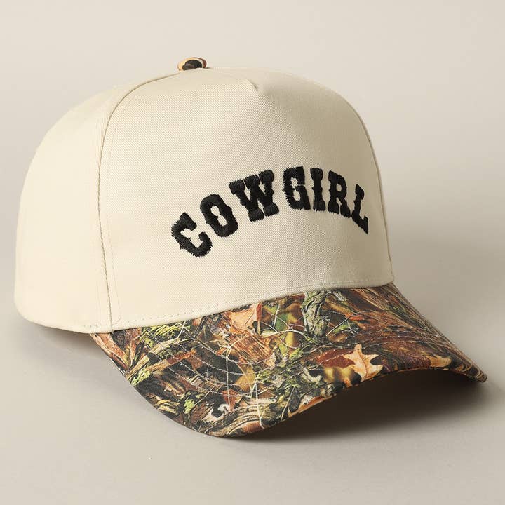 Fashion City - Wholesale Trucker Hat - Unisex - COWGIRL Lettering Embroidery Camo Two-Tone Cap4